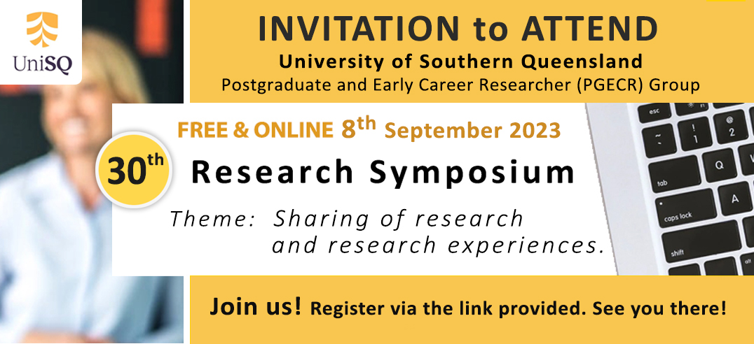 Dr Jennifer Luke 🌳🥾📷☕️ (@aclearoutlook) on Twitter photo Next Friday 8th September! Join us at the <a href="/unisqaus/">University of Southern Queensland</a> <a href="/unisq_PGECR/">Postgrad & ECR Group (PGECR) at UniSQ</a> Symposium!
It's ONLINE and FREE! All are welcome - if you're a researcher, student, or keen to learn more about research and experiences as a researcher.
REGISTER here> surveys.usq.edu.au/index.php/4228… Next Friday 8th September! Join us at the <a href="/unisqaus/">University of Southern Queensland</a> <a href="/unisq_PGECR/">Postgrad & ECR Group (PGECR) at UniSQ</a> Symposium!
It's ONLINE and FREE! All are welcome - if you're a researcher, student, or keen to learn more about research and experiences as a researcher.
REGISTER here> surveys.usq.edu.au/index.php/4228…