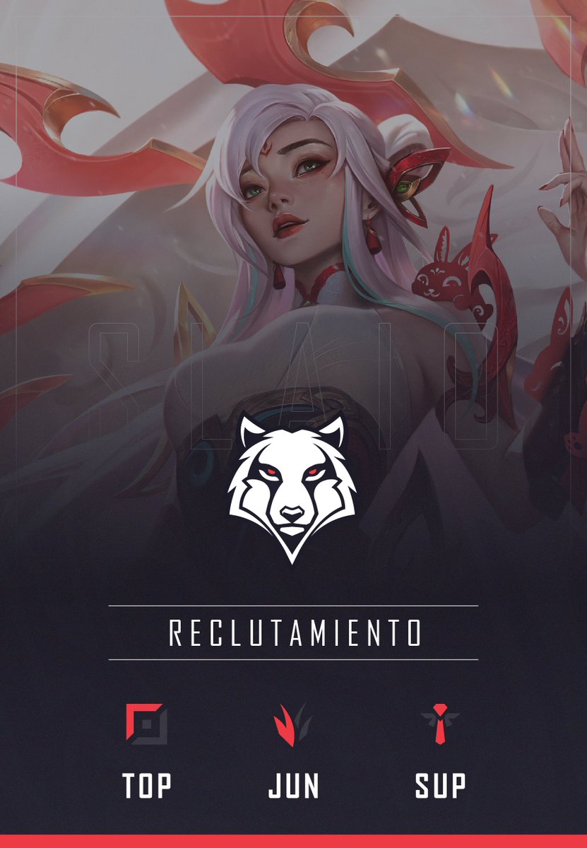 SlaioGaming's tweet photo. Slaio Scarlett abre reclutamiento para JG-TOP-SUP Only fem D4+ LAN.
Tener disponibilidad de tiempo en las noches.
Tener disponibilidad si se requiere fines de semana para torneos .
Experiencia en competitivo(pref).
Responsabilidad, buena actitud y disciplina #SomosSlaio #GoSlaio https://t.co/IyDEMBXS30