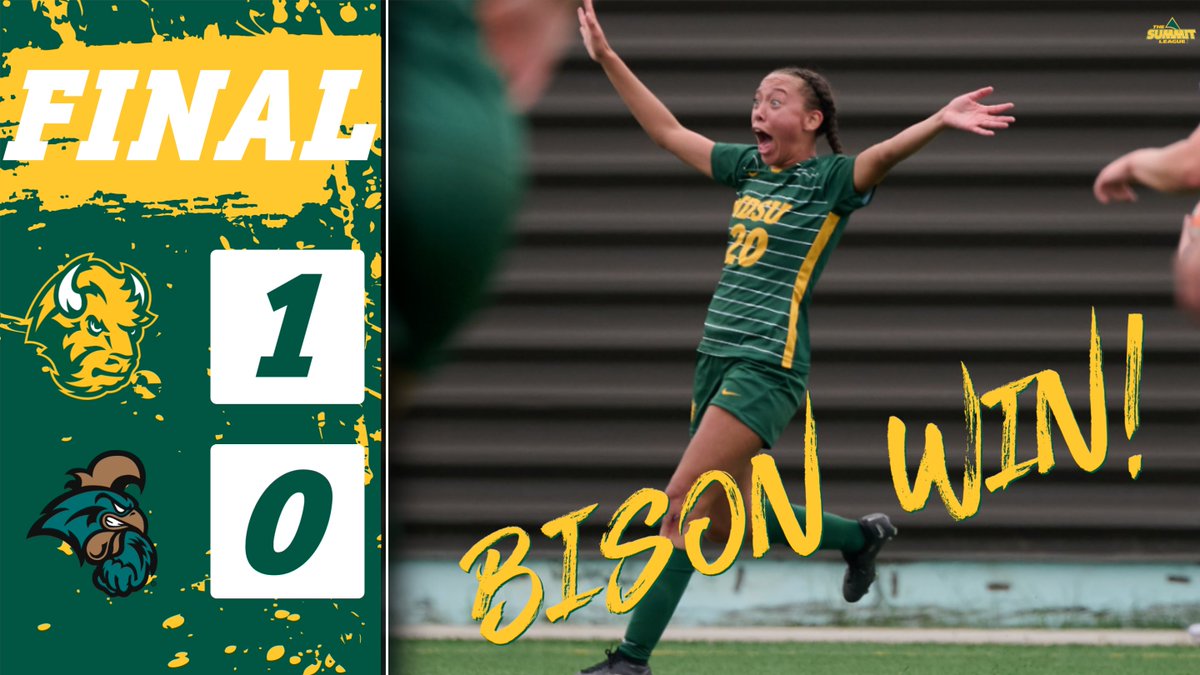 Bison Win!! NDSU shuts out Coastal Carolina as Amaya Garrett notches the game winner for the Herd! 🤘
#GoBison 🦬  x  #GladAllOver