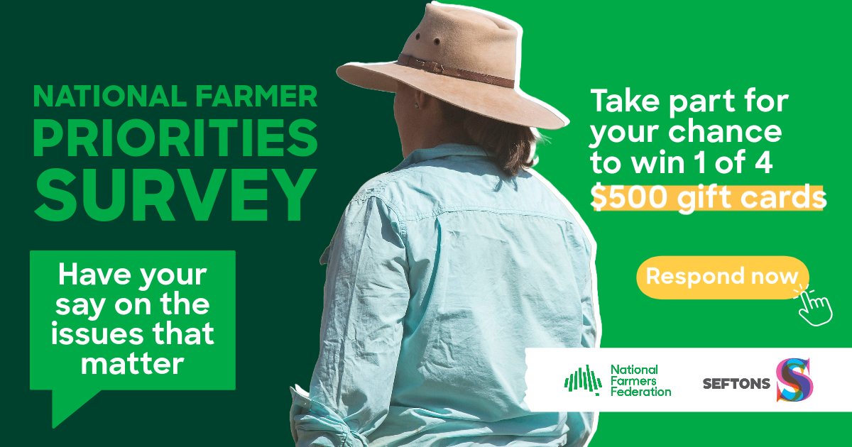 📣 Calling all farmers, we want to hear from you! The 1st National Farmer Priorities Survey is now live. We're working with @SeftonAssoc to capture your views and amplify our advocacy. Pls SHARE and respond here for you chance to win 💰: ncv.microsoft.com/bMVrh3MLAD
