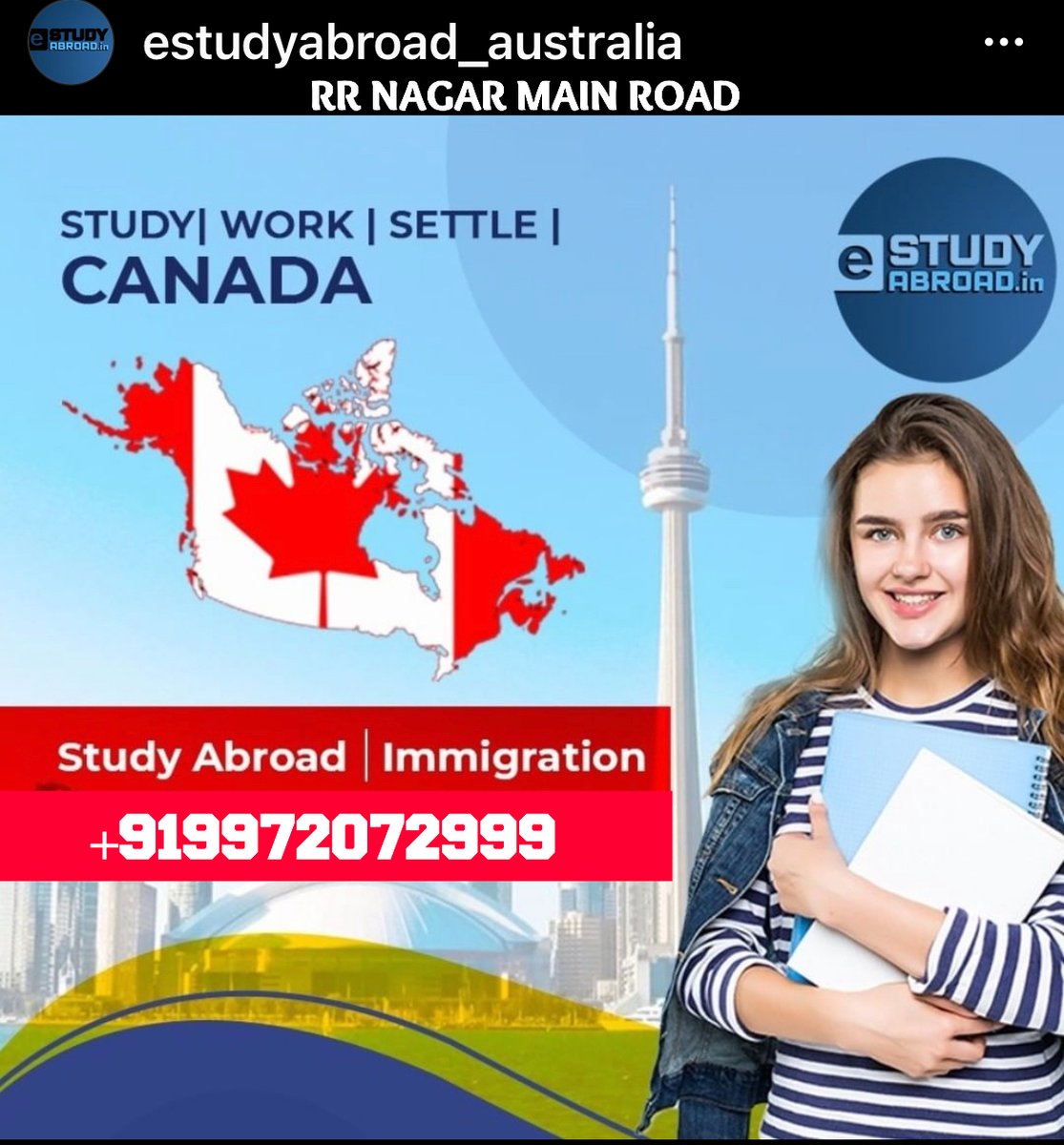 eStudy_abroad's tweet photo. STUDY IN CANADA | STUDY ABROAD |
𝐔𝐩 𝐭𝐨 𝟓0% 𝐨𝐟 𝐬𝐜𝐡𝐨𝐥𝐚𝐫𝐬𝐡𝐢𝐩𝐬 𝐚𝐯𝐚𝐢𝐥𝐚𝐛𝐥𝐞
Undergraduate &amp; Post Graduate Programs:
Admission Requirement: Minimum 60% and above in Grade 12
What-up +919972072999  #studyabroadconsultancybangalore #studyincanada #CANADA https://t.co/n8NLO5S1tk