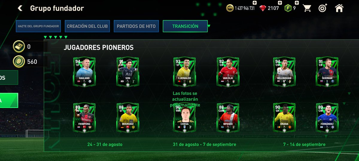 En Transición, le pican a Nueva temporada y verán los GRL de los Pioneros para el FC Mobile.