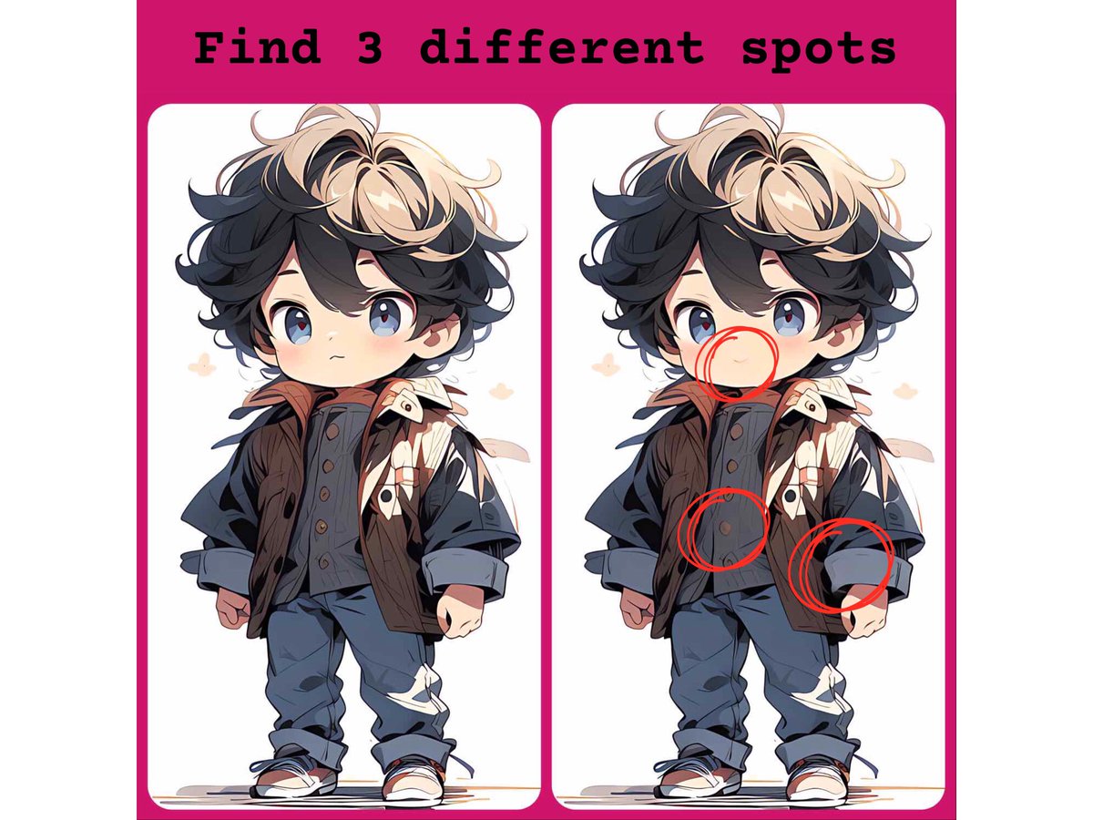 XMasterProXs's tweet photo. Here are the answers to the previous 4 parts, hope you have relaxing moments #FindDifferent #XGame #CuteArt https://t.co/1Lm1JcvpjH