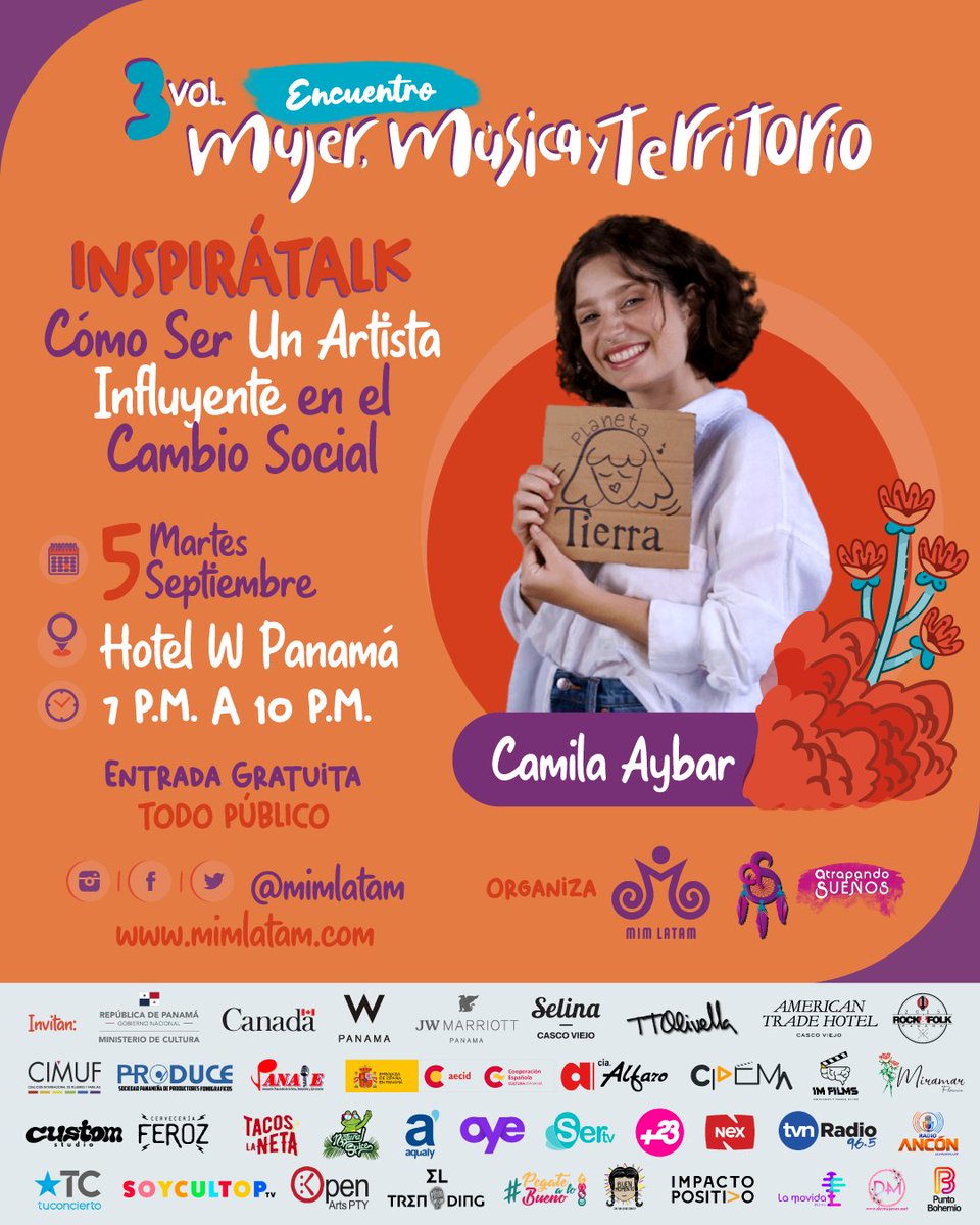 🎤🌟 ¡Descubre cómo convertirte en un artista influyente en el cambio social! Únete a nosotrxs en INSPIRÁTALK con Camila Aybar y desbloquea los secretos para marcar la diferencia a través del arte. 

📆 Martes 5 septiembre 
📍Hotel W Panamá
⏰ 7 P.M. a 10 P. M.