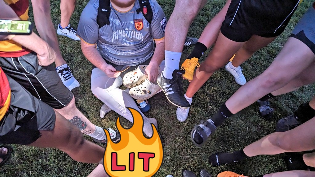 Darkness fell but we lit up our team foot pic. GG, Martindale AFC!