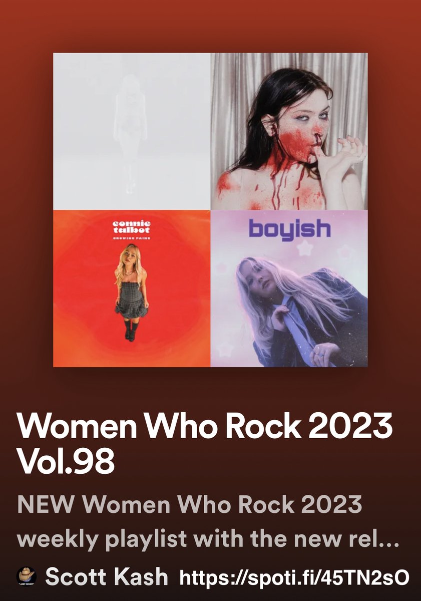 NEW #WomenWhoRock playlist with new releases by @MileyCyrus @whoisgayle @ConnieTalbot @ImChloeCaroline @TenilleArts & @leannrimes @itsjennaraine +MORE #Spotify spoti.fi/45TN2sO #NewMusic2023 #MultiGenre #rtitbot @rttanks @BlazedRTs @SpotifyRT @Know_Know44