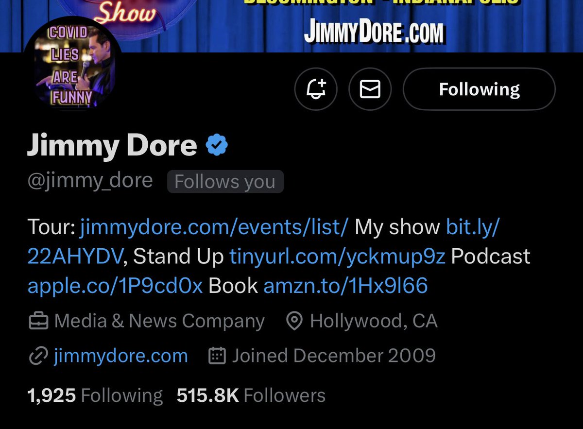jacksonhinklle's tweet image. 🚨 I NEED YOUR HELP, REPOST!

@jimmy_dore’s X account has been HACKED. Please return the account to Jimmy Dore, @X @Safety @XCreators.