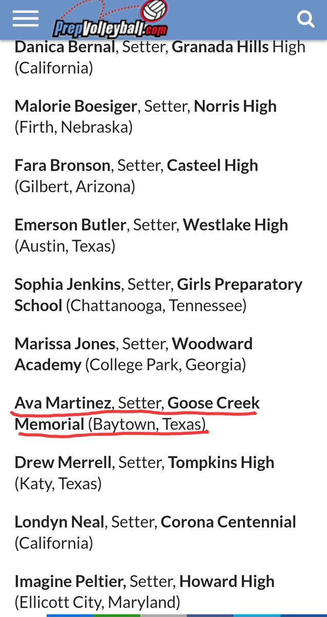 Thank you <a href="/PrepVolleyball/">PrepVolleyball.com</a> for selecting me for the Setters of the Class of 2027 High School Watchlist!! It is an honor to be included in this list of 15 amazing setters in the country. <a href="/houstonstellar/">Houston Stellar VB</a> <a href="/gcmvolleyball1/">GCM VOLLEYBALL</a>