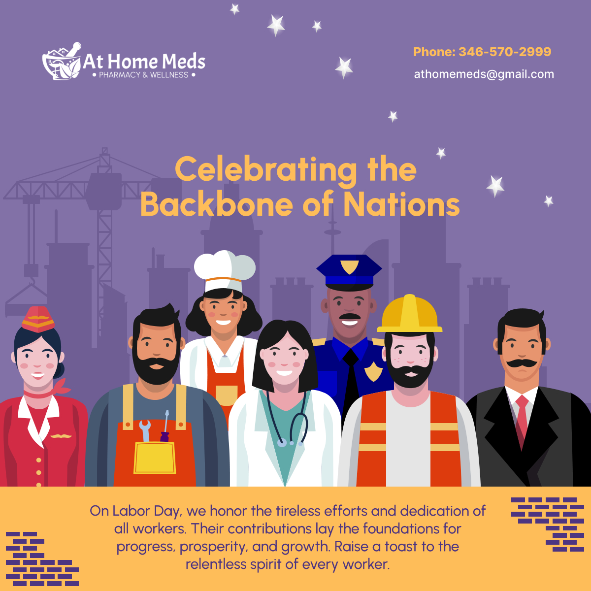 AtHomeMeds's tweet photo. Saluting the spirit of every worker this Labor Day! Join us in paying homage to the dedication that built nations.

#LaborDay #RetailPharmacy #PearlandTX https://t.co/tQALZ8FMeO