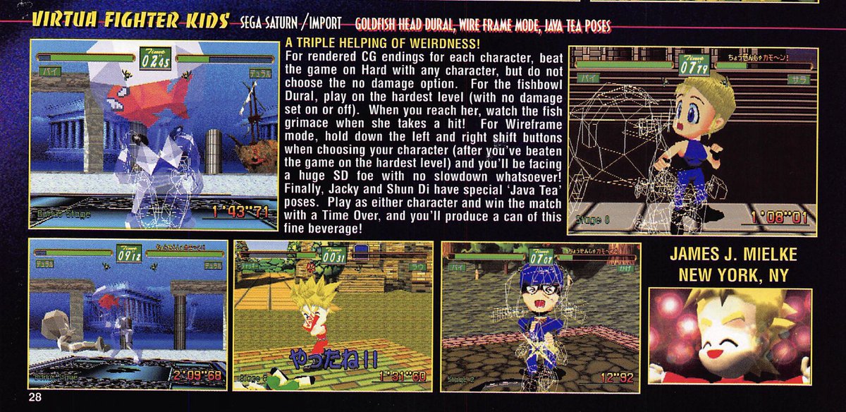 wireframejames's tweet image. Finally reunited with my appearance in #Gamefan magazine, when I sent in some Virtua Fighter Kids tips for Sega Saturn. This is from the Oct 1996 Blood Omen - Legacy of Kain issue. It wasn't enough to win the Sega Nomad, but I still got a forest green Game Boy.