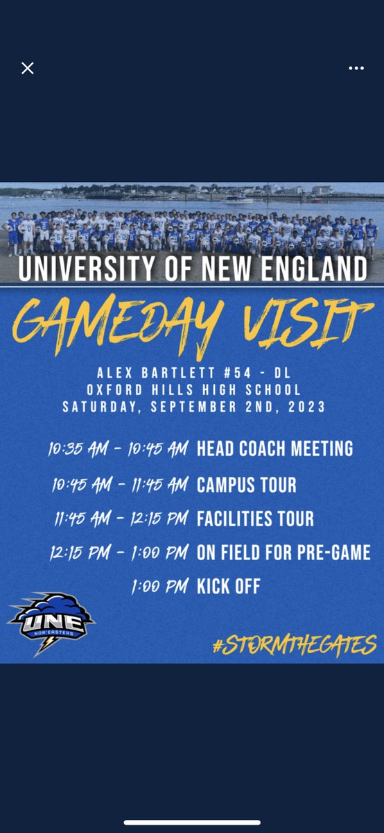 Thank you <a href="/CoachTreschitta/">Kenny Treschitta</a> and <a href="/CoachRuest/">Eric Ruest</a> for the game day visit can’t wait to be there!!!! <a href="/UNEfootball/">University of New England Football</a> <a href="/Oxfordhillsfb/">Oxfordhillsfootball</a>