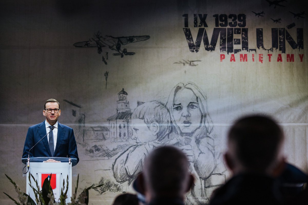 PM @MorawieckiM: #WorldWarII began in Wieluń when Luftwaffe planes dropped bombs on the innocent city. The German Third Reich wanted to destroy the Polish state and nation. The hecatomb that began then led to dramatic consequences that have not been overcome to this day.