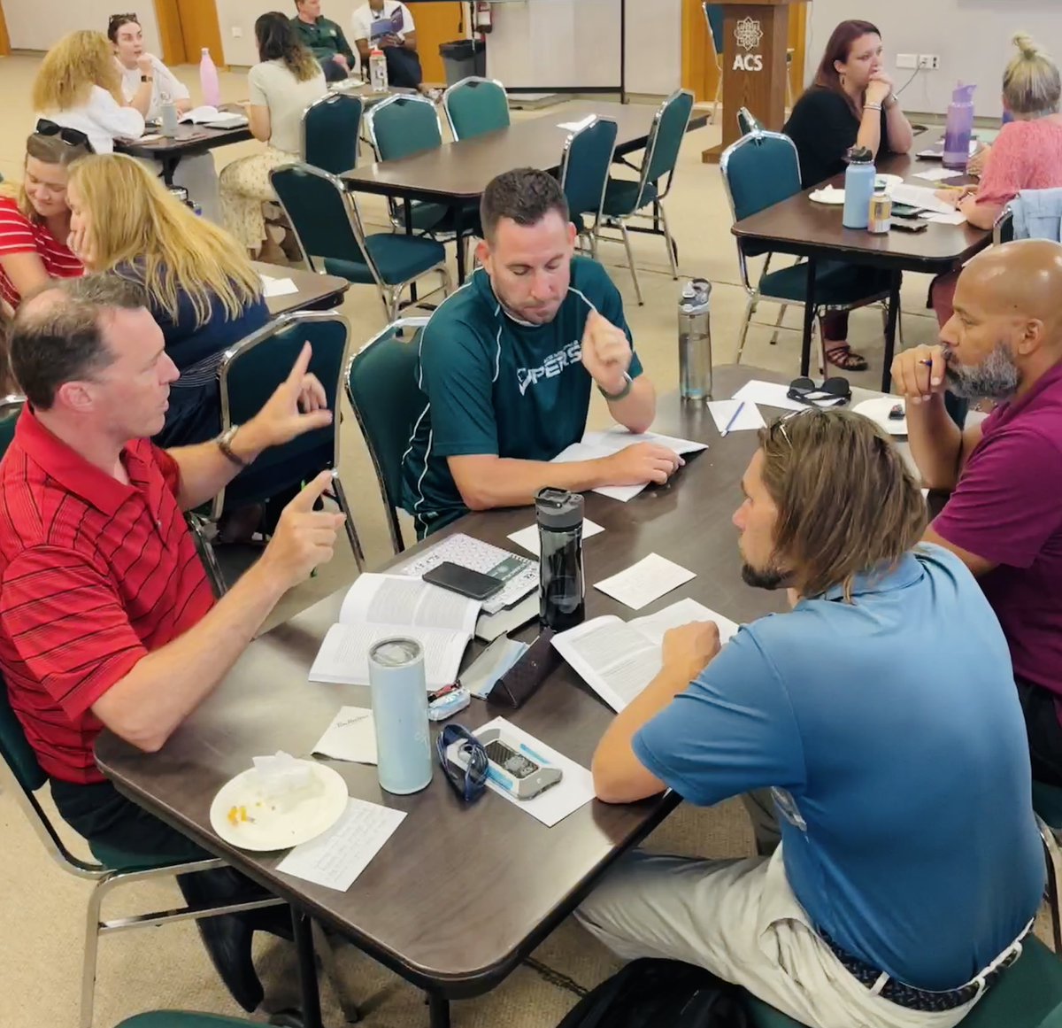 Great conversations among #teacherleaders as they engage in a book study of TEACHERS AS FACILITATORS! Thanks @PhilEchols for getting us started on the right track! @acsabudhabi @robpfeifferIV @mrninabudhabi @JTCCharles #ACSlearns