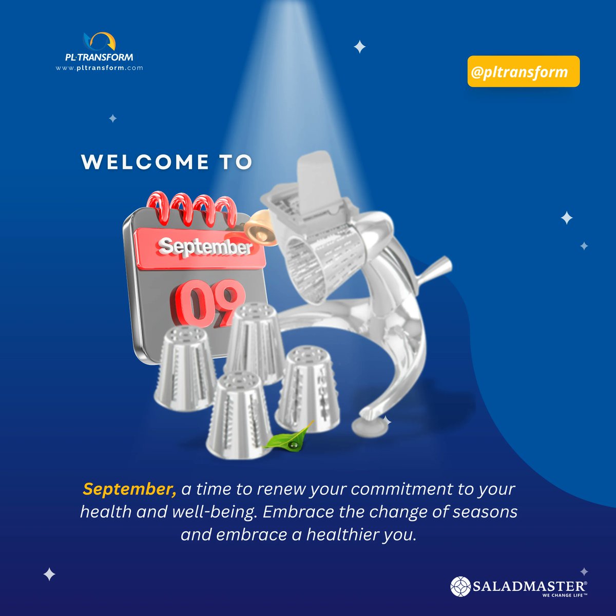 pl_transform's tweet image. September: A fresh start for recommitting to your health and well-being. Prioritize self-care and make your health a non-negotiable in your daily routine.

Make that call today and invest in your families health.

#saladmaster #pltransform #september2023
