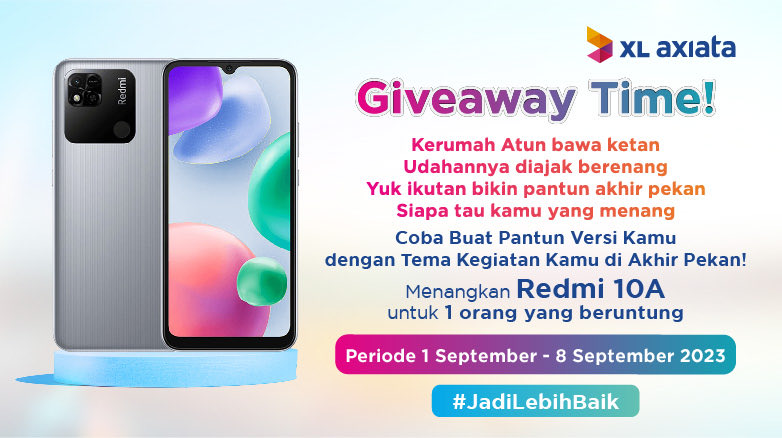 Yuk ikutan!
1. Follow @XLAxiata_Tbk 
2. RT dan Like Postingan ini
3. Buat pantun dengan tema kegiatan kamu saat weekend, kemudian mention temanmu
4. Sertakan hashtag #JadiLebihBaik
5. Tweet hashtag #JadiLebihBaik sebanyak-banyaknya di kolom reply

#JadiLebihBaik