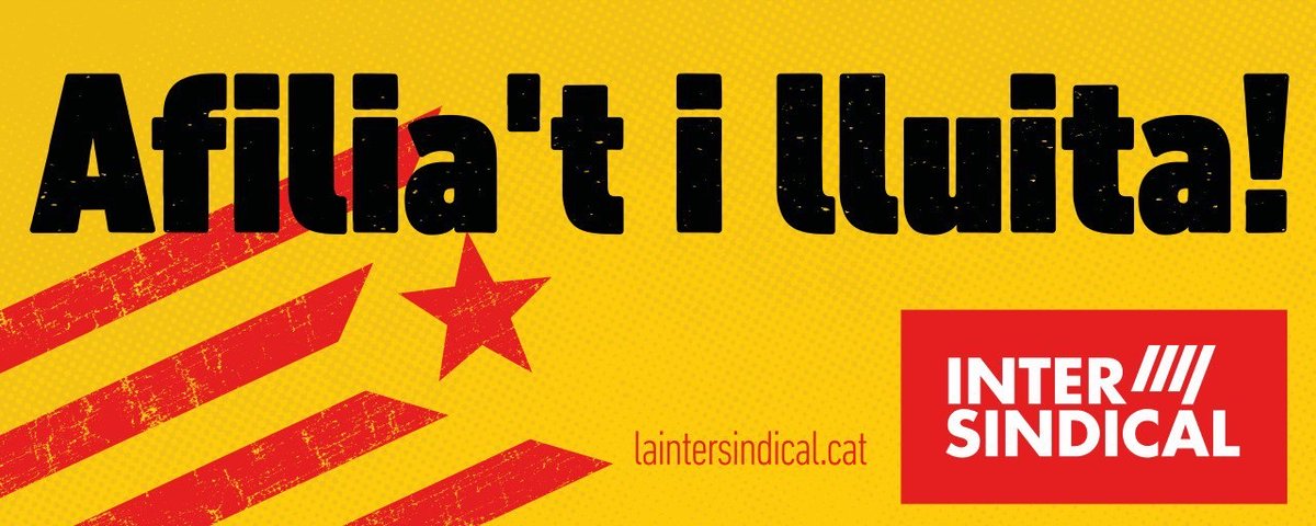 📢AFILIA’T I LLUITA!
📈La Intersindical som el sindicat independentista i de contrapoder en lluita per la millora de les condicions laborals de la classe treballadora catalana.
📲Uneix-te! contacte@intersindical-csc.cat