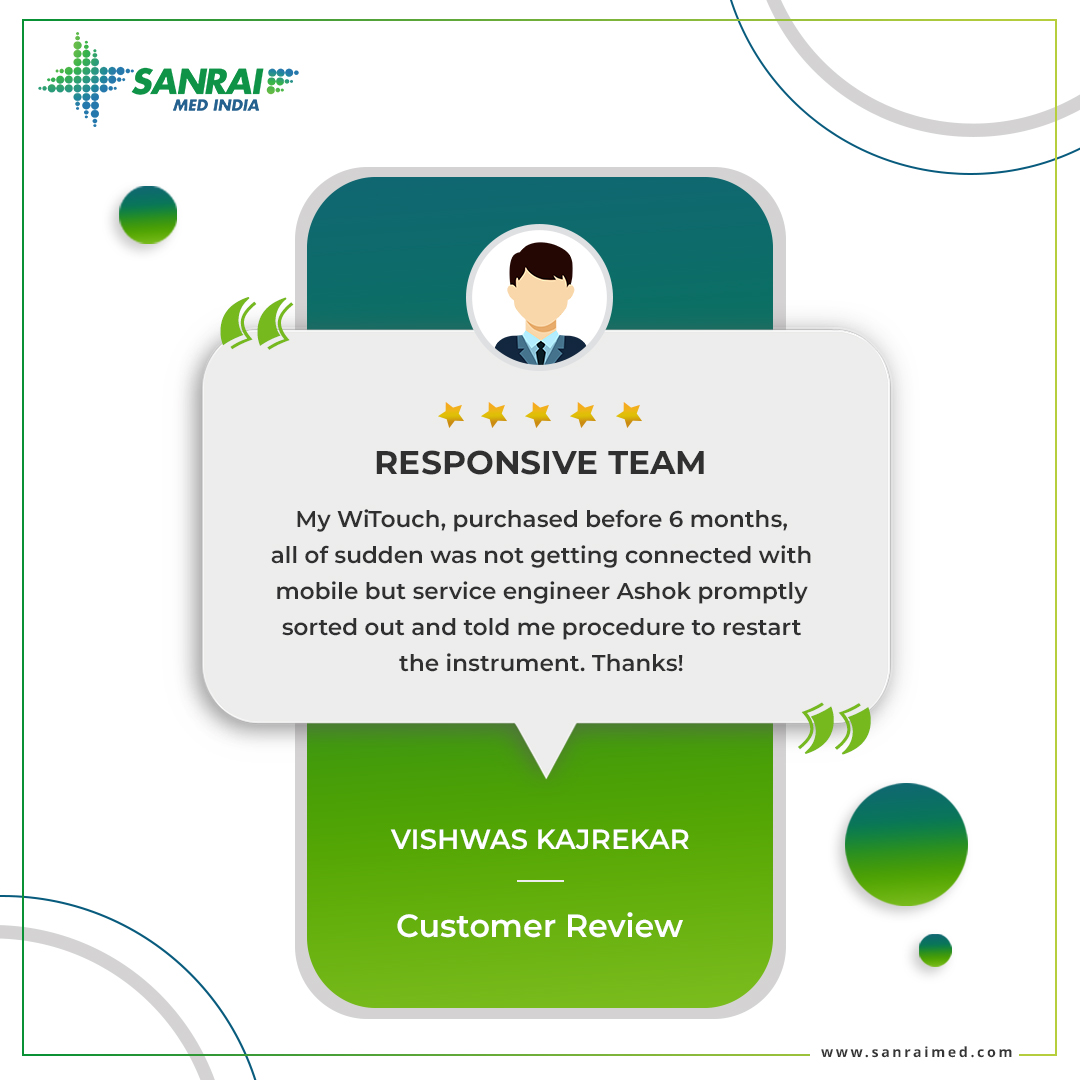 SanraiMed_India's tweet photo. Thanks, Mr. Kajrekar! Fixed WiTouch connectivity for seamless healthcare. Your satisfaction keeps us striving for excellence!
#CustomerAppreciation #HealthcareSolutions #SanraiMedIndia #MedicalExcellence #HealthAndWellness #PatientCare #SanraiCare #WiTouchPro #painmanagement https://t.co/gKRftTF5rh