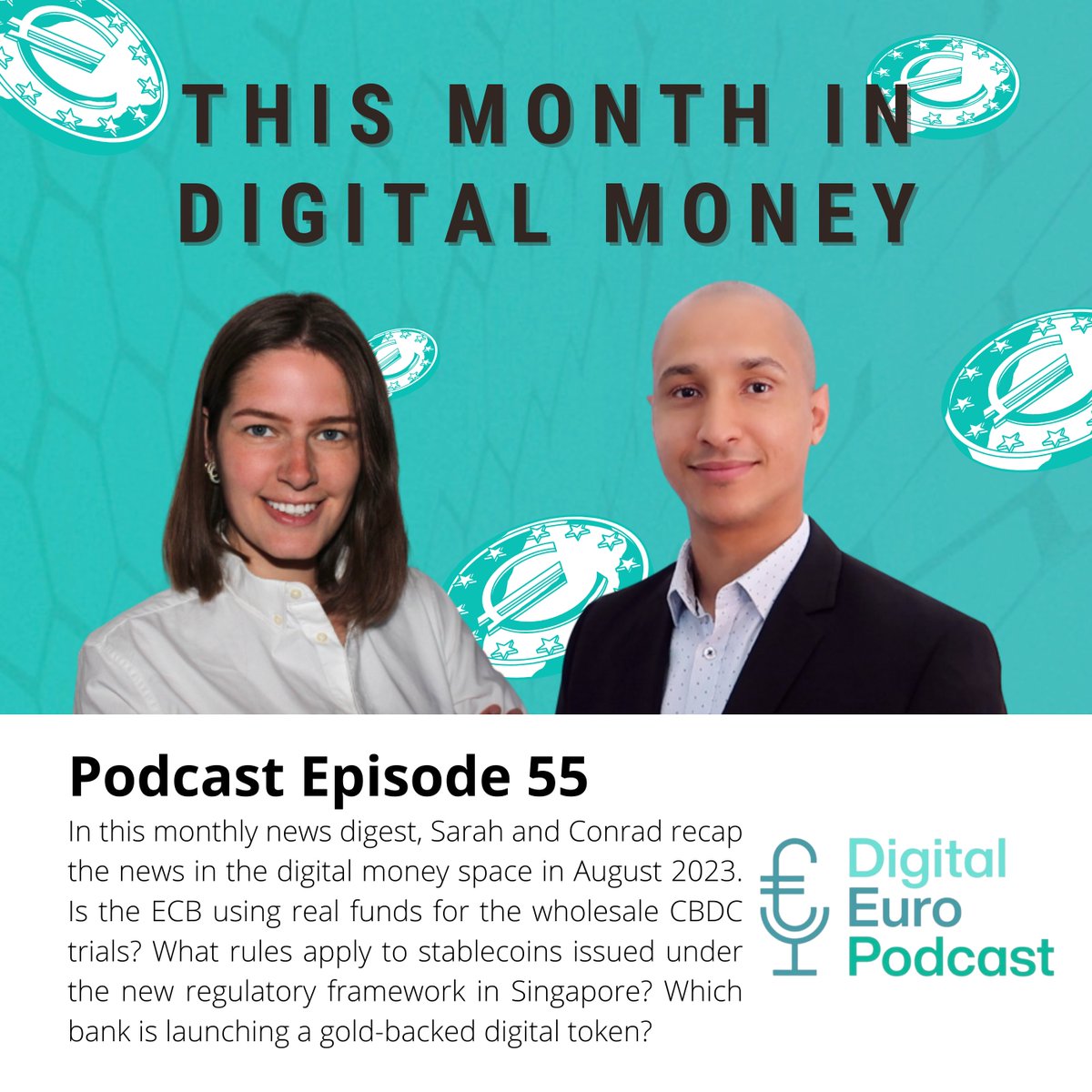 In this monthly news digest, <a href="/PalurovicSarah/">Sarah Palurovic</a> and <a href="/conrad_kraft/">Conrad Kraft</a> recap the news in the #digitalmoney space in August 2023. Is the ECB using real funds for the wholesale #CBDC trials? Which bank is launching a gold-backed digital #token? And much more!
🎧dea-podcast.podigee.io/56-new-episode…