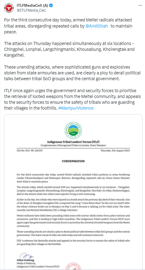 SagolshamM's tweet photo. If the ITLF stops deceiving the general public, there will be peace in Manipur. War will always rage on if ITLF doesn't put an end to it.
#Kukiliar #stopplayingvictimgame #KukiLiesXposed #KukiTerrorists #SaveMeitei #SaveManipurFromNarcoTerrorists https://t.co/pvyYhvt6rg