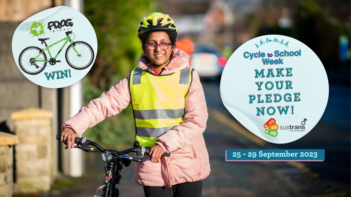 BikeabilityUK's tweet photo. PLEDGES ARE OPEN! 📣
This #CycleToSchoolWeek Bikeability &amp; @Sustrans are asking everyone to make a pledge to cycle more. You'll also be entered into a prize draw to WIN a Frog bike! 🔗https://t.co/GapfHRRF8T
With four pedal powered pledges to choose from, what will yours be? 👀⬇ https://t.co/sRDrTYdKPB