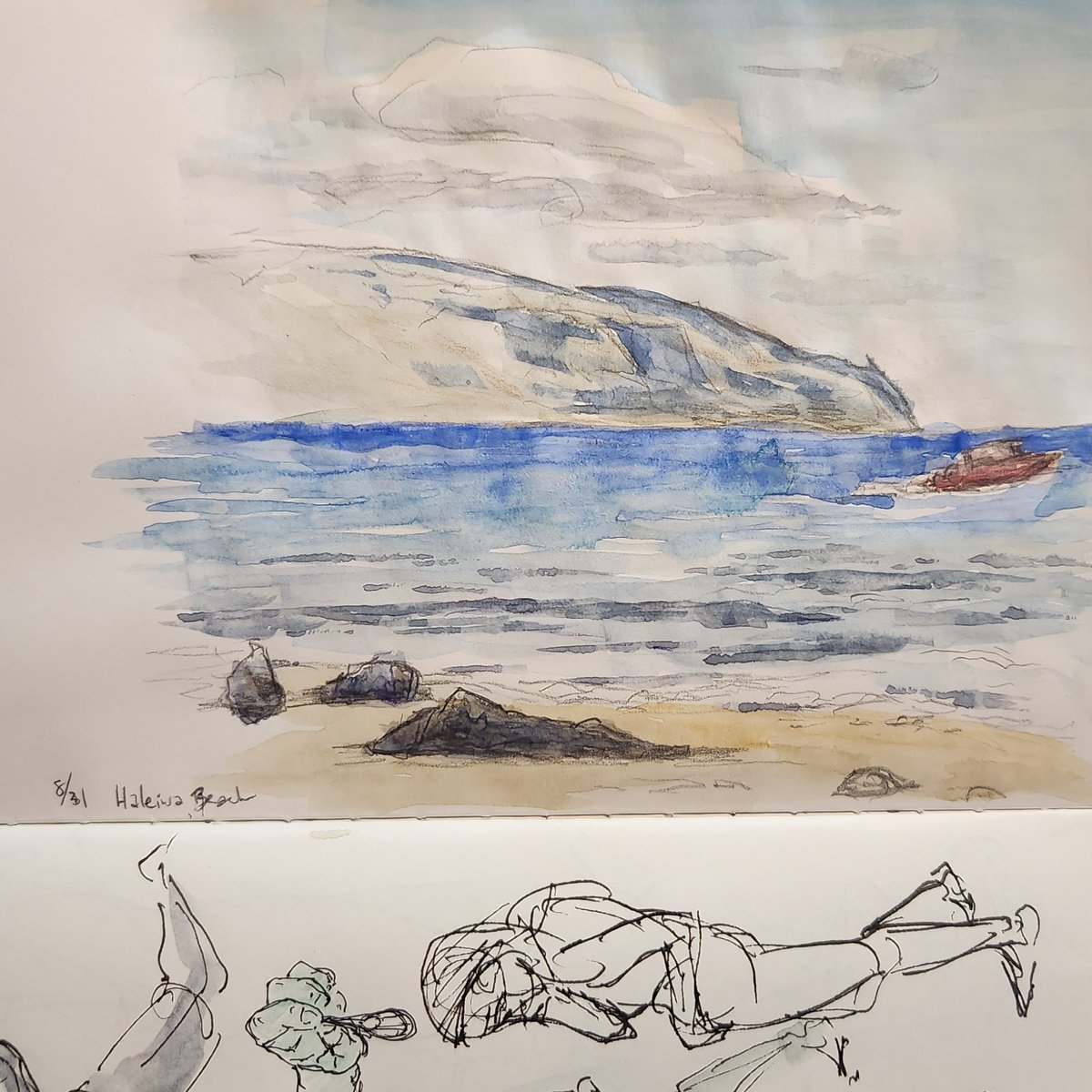 nkutaka's tweet photo. Did some watercoloring at Haleiwa Beach Park earlier today.
#watercolor #sketch #haleiwa #Hawaii https://t.co/bawaCpGYet