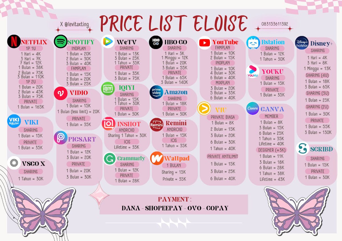 levitaxting's tweet photo. @rinclarie Bisa cek price list yaa kakk https://t.co/bpR1P4ndQ1