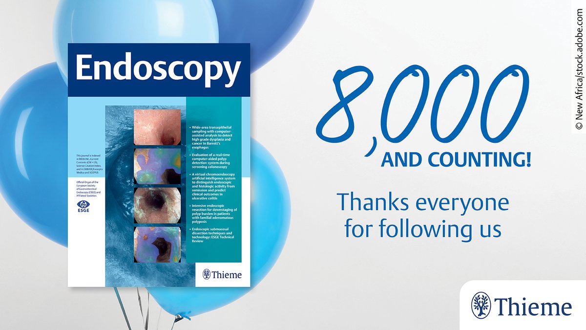 endoscopyjrnl's tweet photo. Celebrating 8000 Followers!π₯³ Join our Endoscopy Community for the latest research updates. #endoscopyjrnl #endoscopy #milestone https://t.co/P6SvPA2bOO