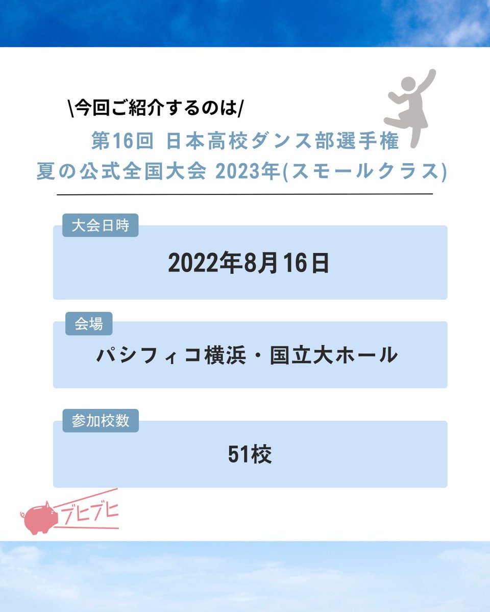 CheerPiggyBank's tweet photo. 【第16回日本高校ダンス部選手権 夏の公式全国大会】
今回は2023年の8月に開催された第16回 #日本高校ダンス部選手権  についてご紹介します！今回はスモールクラスについてです！

https://t.co/jLyCr0Q6cH

#高校
#母校
#全国
#部活
#部活動
#応援
#CPB
#CheerPiggyBank
#ダンス
#ダンス部 https://t.co/bx2HkR5YCA