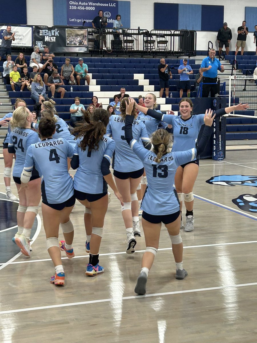Program wins across the board tonight. 
Varsity wins in 5 over Tuslaw:
25-15, 23-25, 21-25, 25-22, 15-5
JV wins in 2 over Tuslaw:
25-8, 25-12
9th wins in 2 over Tuslaw:
25-13, 25-14
8th wins in 3 over Perry:
25-20, 17-25, 25-23
7th wins in 2 over Perry:
25-9, 25-11

GO LEPS!!!!