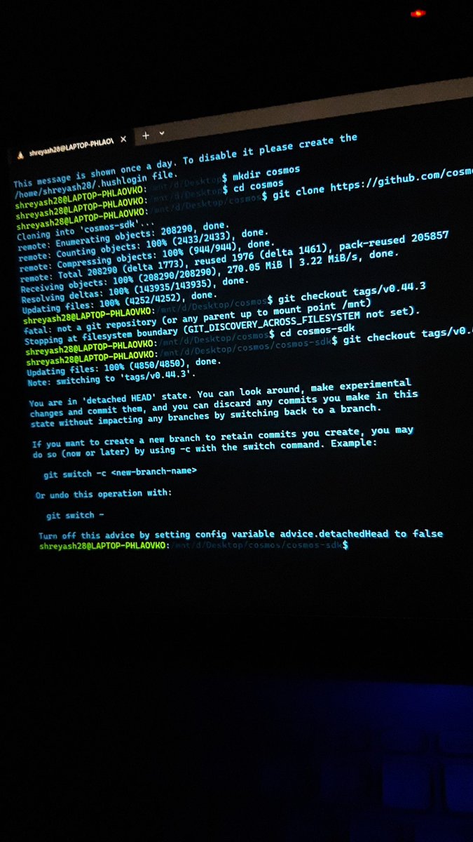whyshreyash's tweet photo. Started building on @cosmos 🚀, though my laptop resists 🙃 !!
.
.
@cosmossdk @golang #blockchains #internetofblockchain #programmer #100DaysOfCode #Linux #NFT https://t.co/H3nYB43nAF