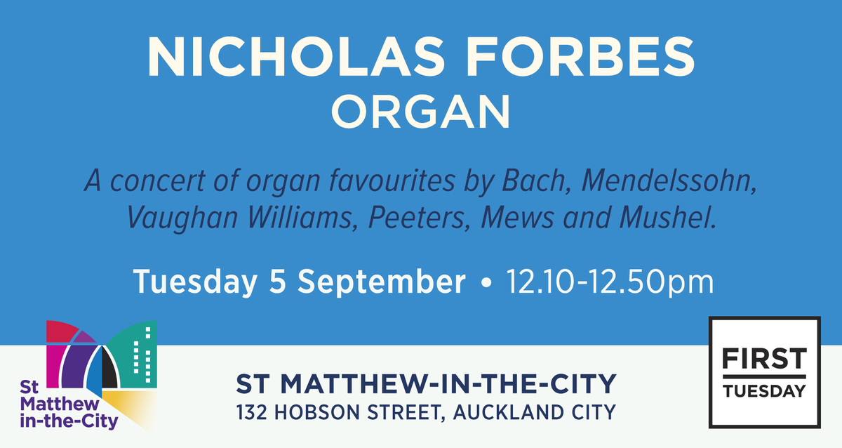 We're hosting another First Tuesday lunchtime concert at 12.10pm today! This month it's our very own Nicholas Forbes performing on the organ. See you there!
