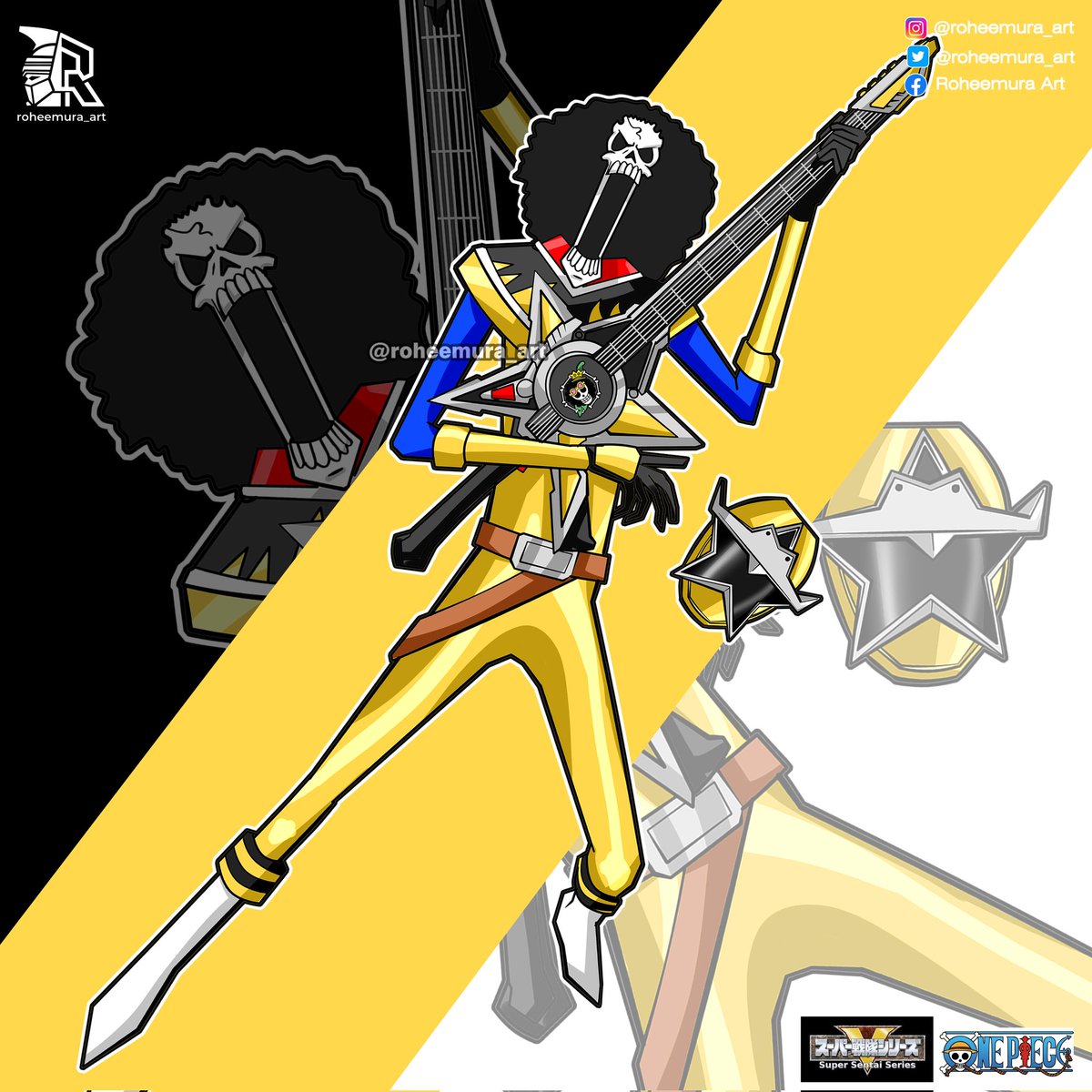 roheemura_art's tweet photo. Just watched #onepiecenetflix till 3rd episode
It's awesome so far!!! 
Continuing my take for one piece
Brook X Ninninger (Starninger) 
One member left... 
#supersentai #特撮
#tokusatsu #powerrangers #onepiece #mmpr #brookonepiece
#ninninger #starninger https://t.co/EfEvD5IVTY