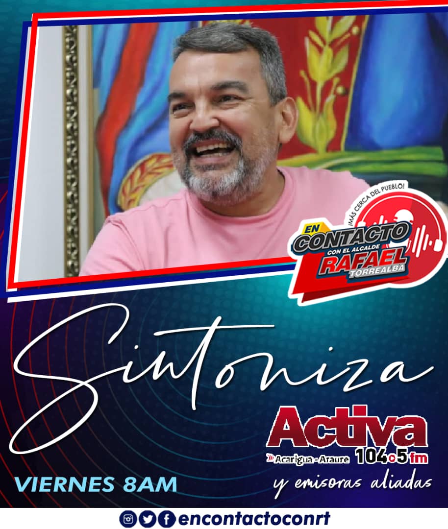 Mi gente mañana nos escuchamos a las 8 AM por <a href="/activa1045fm/">Activa 104.5 fm</a>

¡No te lo puedes perder! <a href="/encontactoconrt/">En Contacto con Rafael Torrealba</a>