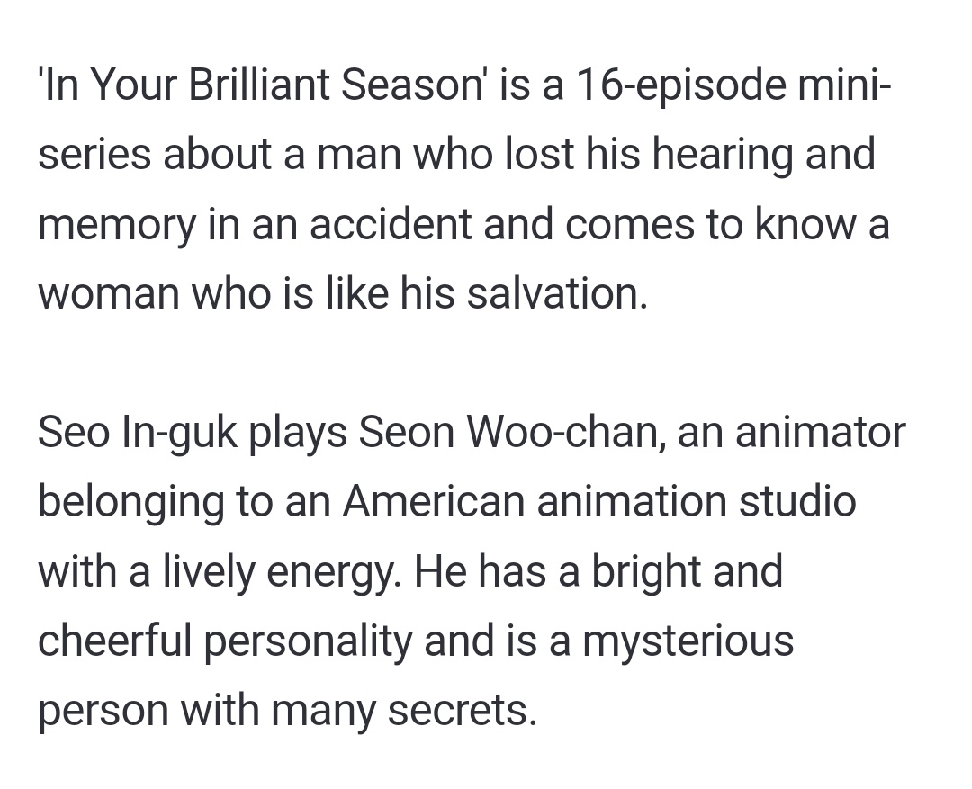 ingukkies's tweet photo. Yay! A romance drama with #SeoInGuk as Seon Woo-Chan, an animator and #LeeSungKyung as Song Ha-Ran, a designer! 🥹❤️

IM SOOO HAPPY 😭 NOW I NEED CONFIRMATIONS ASAP FROM THEIR AGENCIES HAHAHHA 🥲

#InYourBrilliantSeason https://t.co/vZjZ6hUiC4