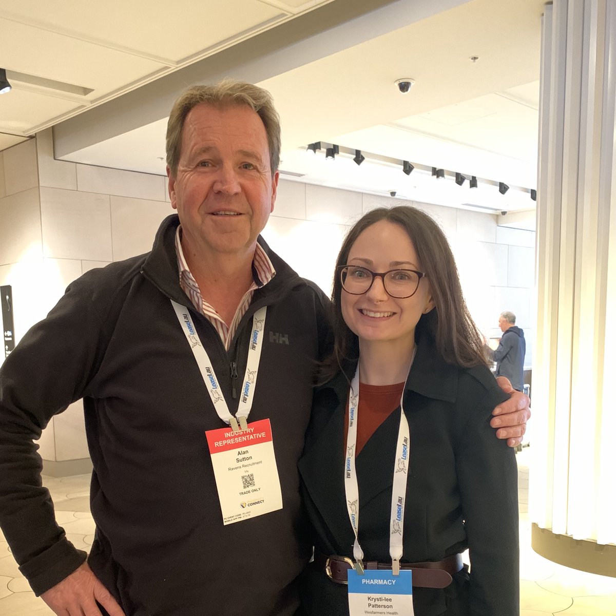 RavensRecruit's tweet photo. At #PharmacyConnect today, where you #MakeEveryConnectionMatter, Alan Sutton met with Krysti-Lee Patterson of Wesfarmers Health. Krysti-Lee will soon be appearing on the #YourPharmacyCareerPodcast.
#PC2023 #pharmacy #pharmacist #communitypharmacy #internpharmacist https://t.co/HbgxD3jqfC