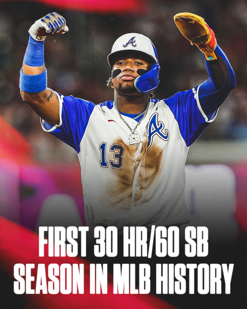 Ronald Acuña Jr. just became the FIRST EVER player with 30 homers and 60 stolen bases in a single season‼️