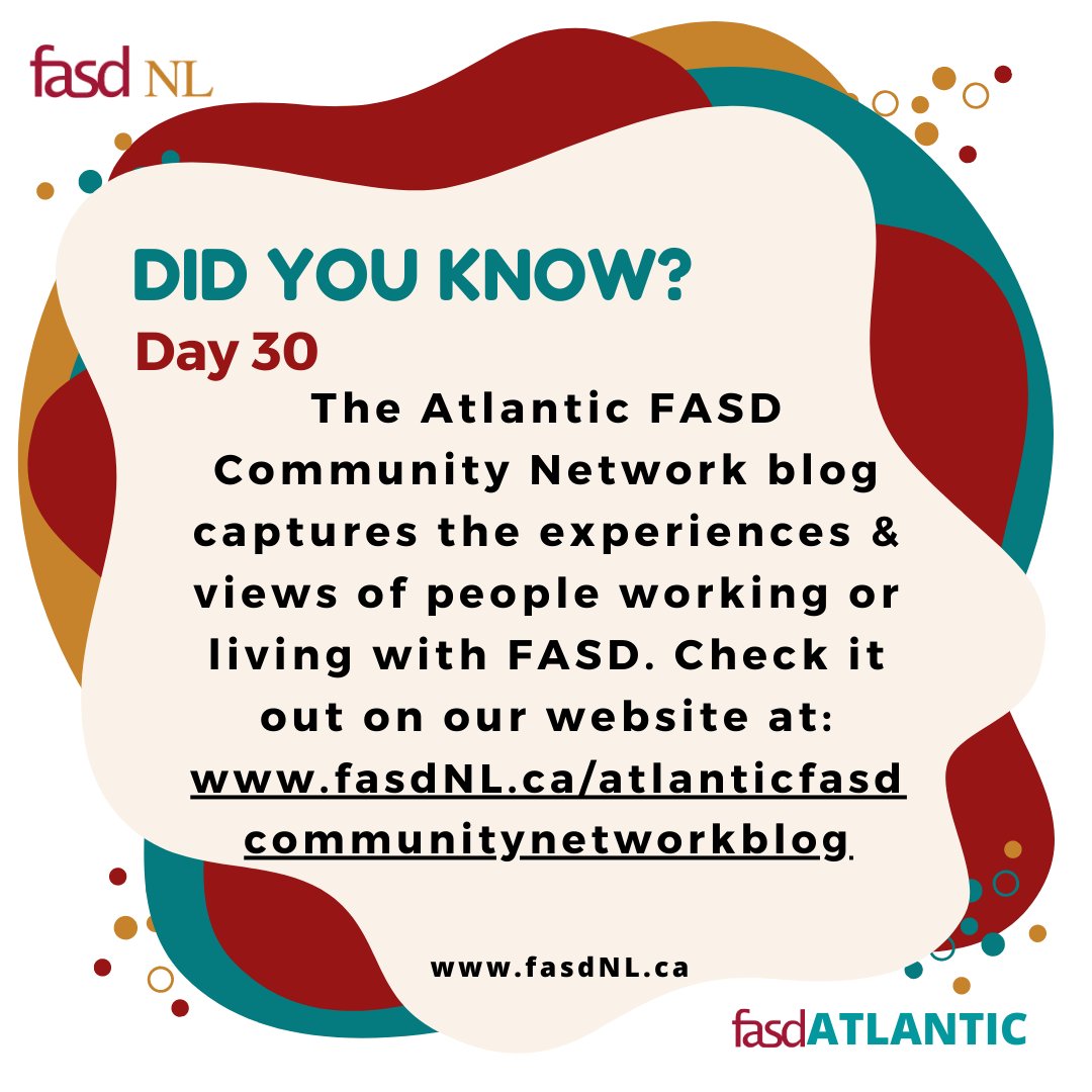 FASDNL_Team's tweet photo. #DidYouKnow: Day 30!

The Atlantic Community Network blog captures the experiences and views of people working or living with FASD. Check it out on our website at:
https://t.co/GEj7pKVE8K

#FASDfact 🧠 https://t.co/kcAPmhGfTT