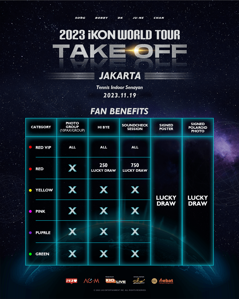 iKONICS, prepare for the war as iKON is touching down at Tennis Indoor Senayan on November 19th 2023. 
Grab your tickets starting 7 September 2023 at 10 AM Jakarta Time via kiglive.id

#iKONtakeoffinJakarta #iKONinJakarta #KIGLive #CreateLouder