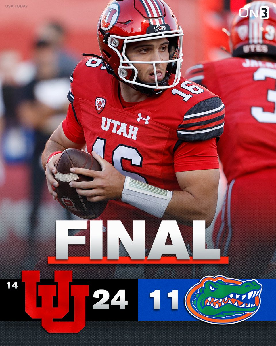 On3's tweet photo. Utah takes care of business without Cam Rising at home beating Florida 24-11‼️ https://t.co/APTgSVkaW7