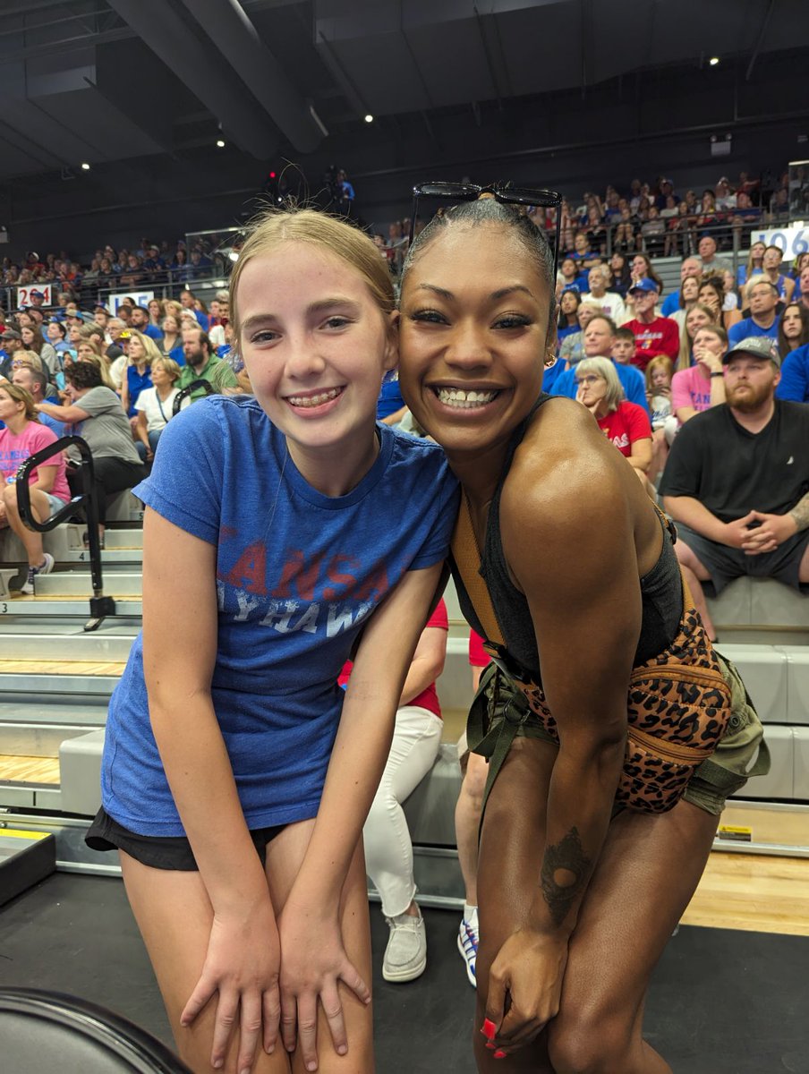 DaniLybarger's tweet photo. @TianaDockery she's still a fan.  Congrats on KU Hall of Fame! @KUVolleyball https://t.co/Zd7lcFAfND