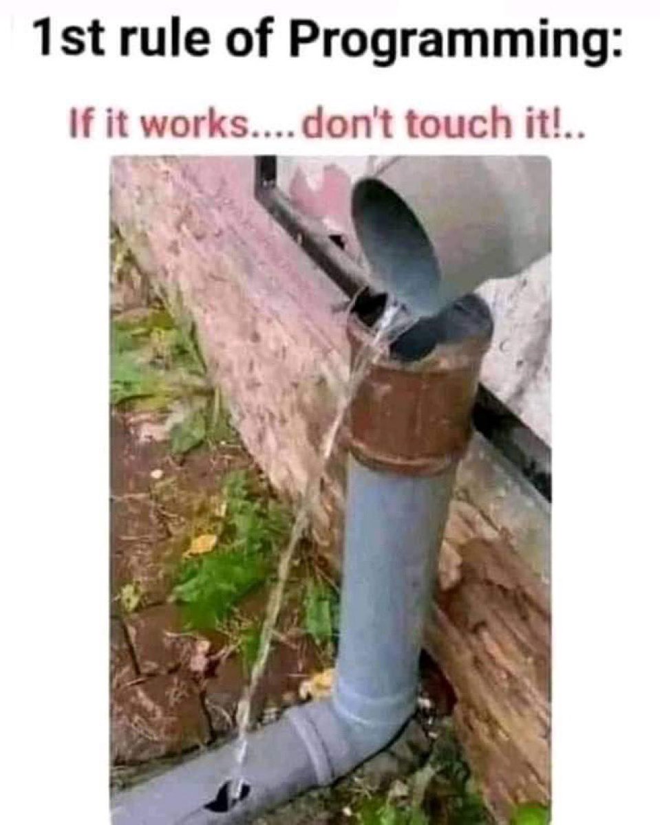 KrutusL's tweet photo. Rule is rule 😂

#programmer #programming #computer #softwaredevelopment #softwareengineer #informationsecurity #Information #informationtechnology #dataengineering #cybersecuritytips https://t.co/5zgMIbnfWF