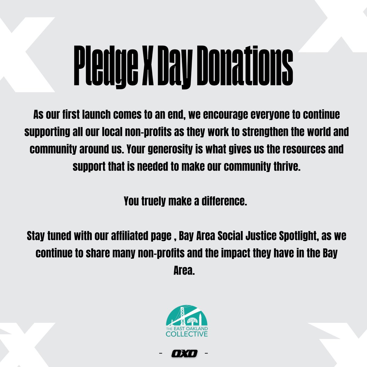 OriginXOpp's tweet photo. Our Pledge X initiative is at the heart of OXO fashion- we believe in creating a culture of community engagement and self improvement. As part of the Community Ties Drop, we made a pledge to donate a portion of proceeds to our non-profit partner, East Oakland Collective. https://t.co/6E8z6WDmDG