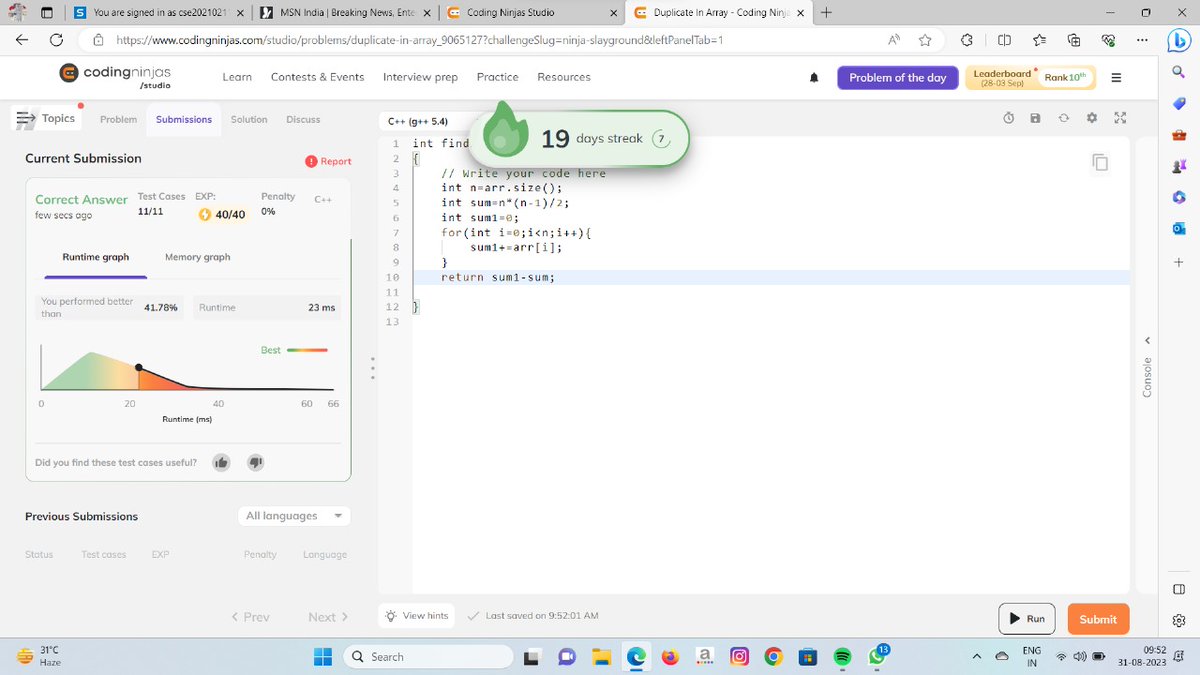 VikasDi42792468's tweet photo. Day 19 problem of #NinjaSlayground #CodingNinjasOff @CodingNinjasOff @drinkslaycoffee https://t.co/voDH02P4Li