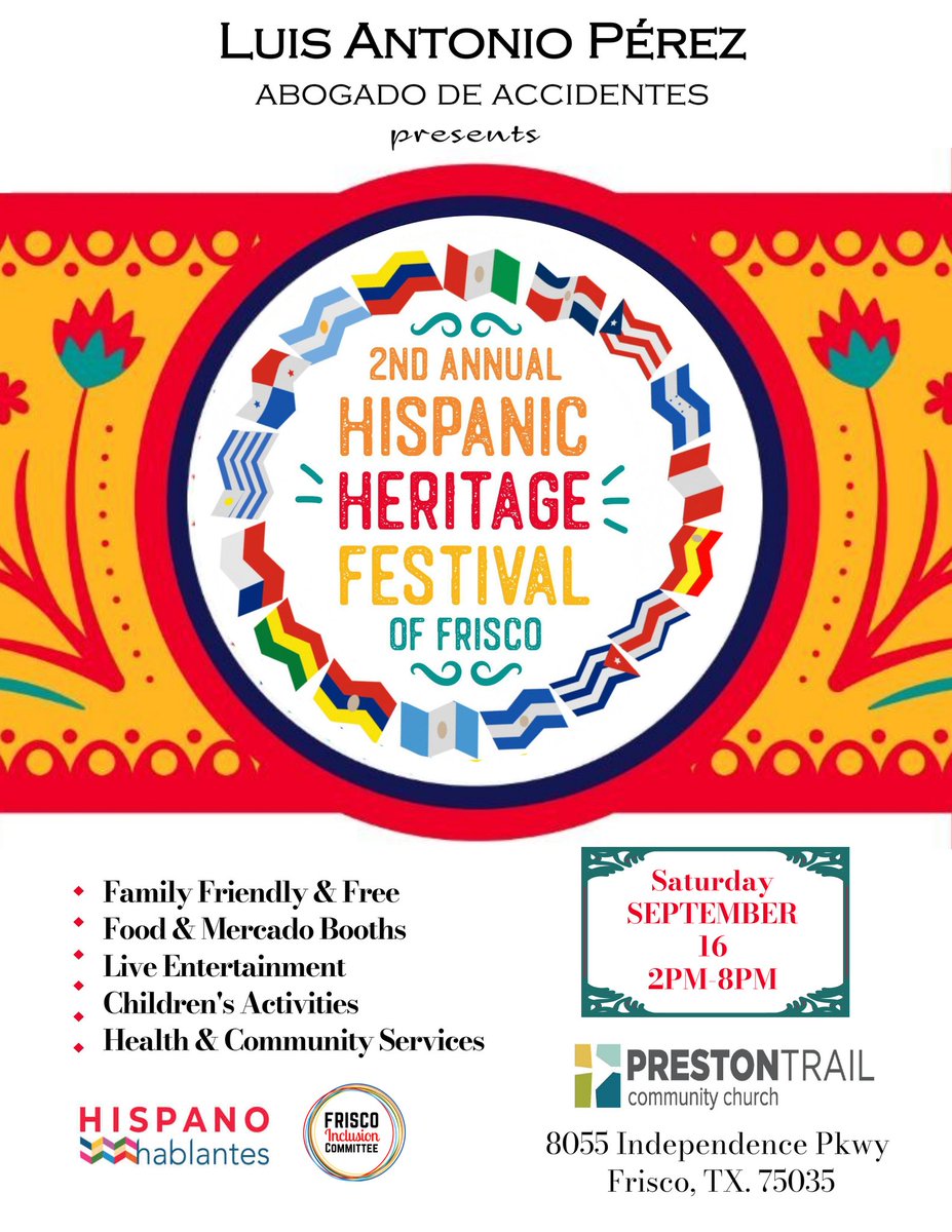 #HispanicHeritageMonth can't wait!! We are kicking off with the biggest #celebration #CityofFrisco #FriscoInclusionCommitee #HHF23 #FriscoCelebratesCulture #FriscoFiesta #JoinUs