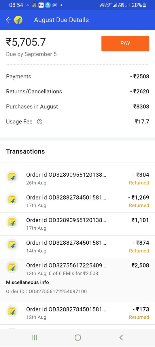 sumitja46684072's tweet photo. @flipkartsupport @Flipkart @RBI @jaagograhakjago @consumerforum_  i have purchased in August rupees 3180 only &amp; you are generated bill 5707 rs. Why? Kindly solve issue on priority basis otherwise i will go legal action. https://t.co/ibh7IcwO0f