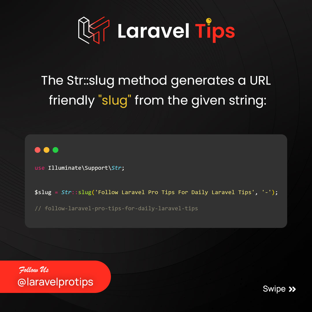 laravel_protips's tweet image. 📚 Discovering the art of generating title slugs in #laravel and revolutionizing how we handle URLs and SEO-friendly routes.
Let&apos;s dive into Laravel development and learn how to effortlessly create clean and user-friendly URLs
#webdeveloper #php #URL #seofriendly #SEO