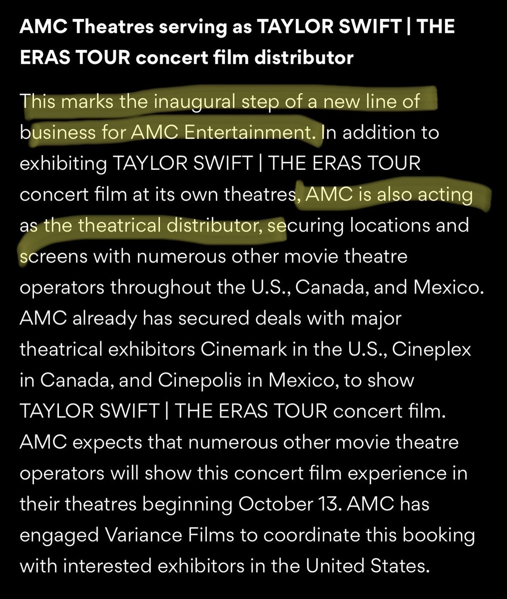 RyanNoe10's tweet photo. AA hates #AMC investors so much that he decided to partner up with the world’s most lucrative singer/song writer to be her very own Distributer of services and goods for her new upcoming Concert/Movie debut https://t.co/gc5y0Dstbk