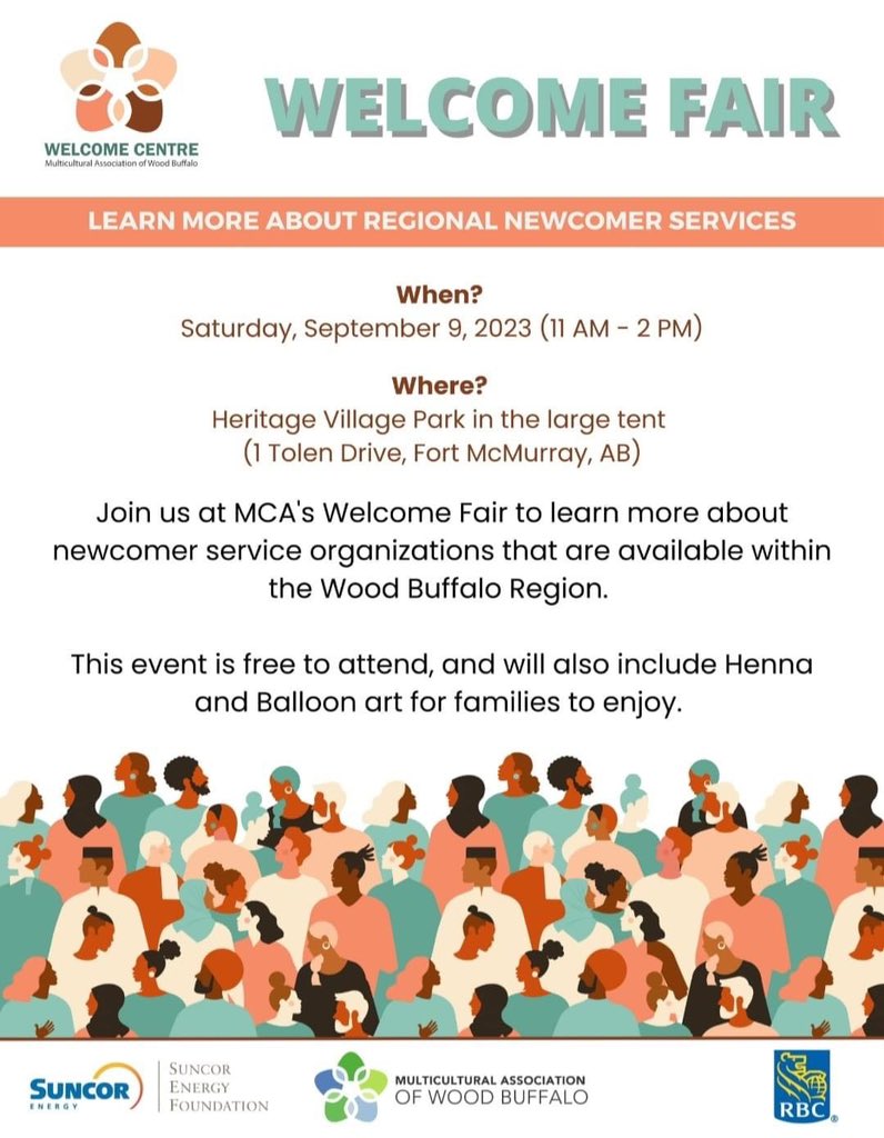 Dickinsfield (@dickinsfield) on Twitter photo Looking for Community resources? Join the <a href="/mca4wb/">Multicultural Association of Wood Buffalo (MCA)</a> at Heritage Village next weekend to learn more about regional newcomer services! Looking for Community resources? Join the <a href="/mca4wb/">Multicultural Association of Wood Buffalo (MCA)</a> at Heritage Village next weekend to learn more about regional newcomer services!