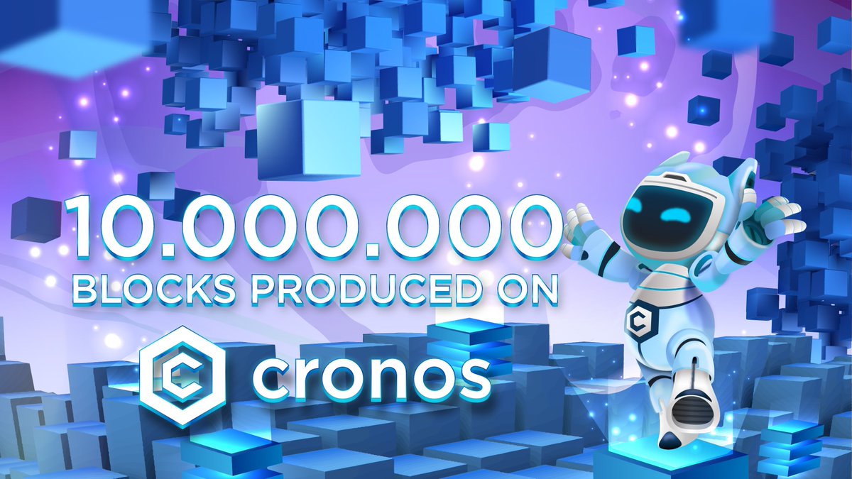 🔥 #Cronos has officially reached a significant milestone of 10,000,000 block production! Thanks to the amazing #CROFam for the support. We couldn't have accomplished this without you! To commemorate this achievement, we are giving out an exclusive NFT 😉 (1/2) 🧵 👇