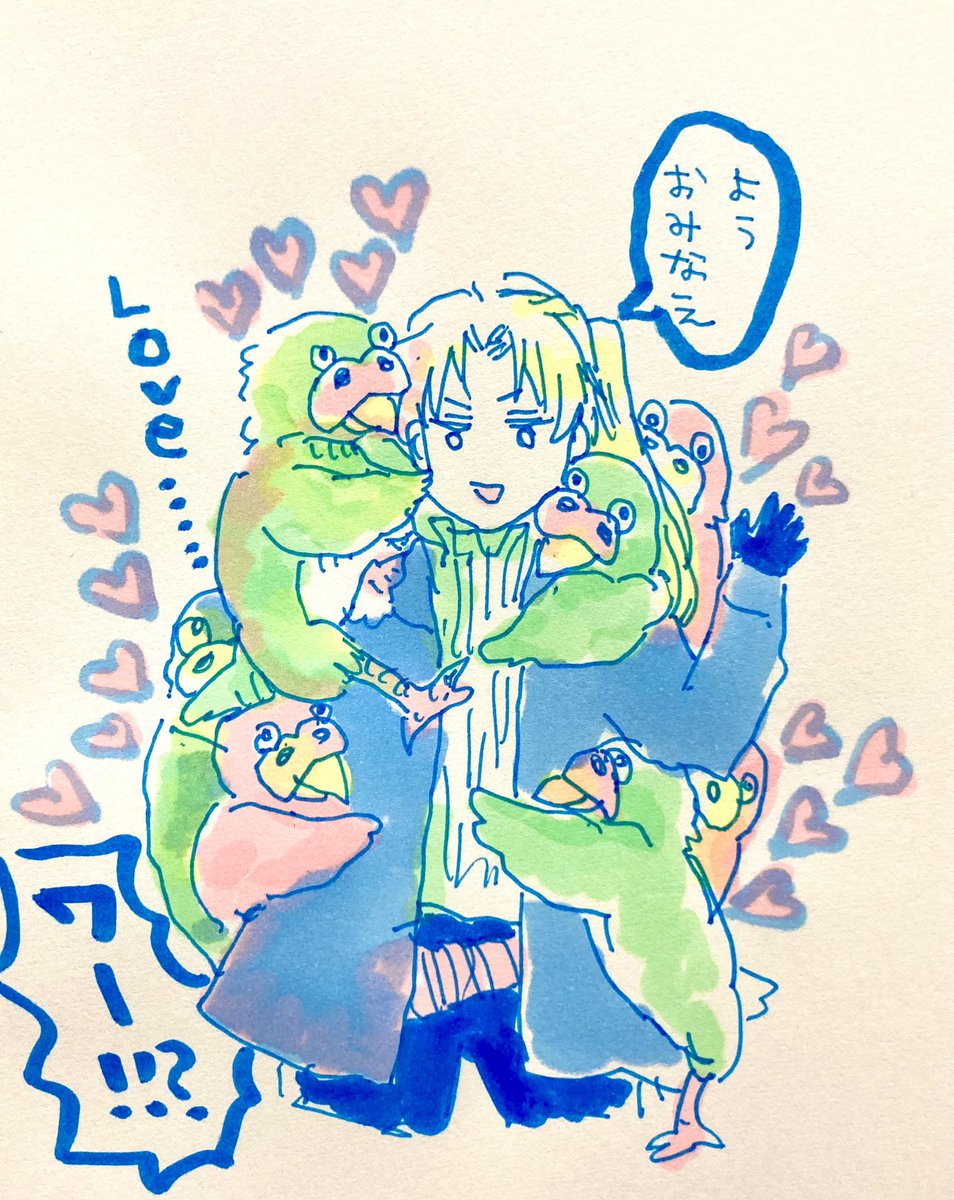 同僚ちゃんから君生きインコに愛されすぎてるジャン・ジャックモンドもろたから自慢する✨✨ 
